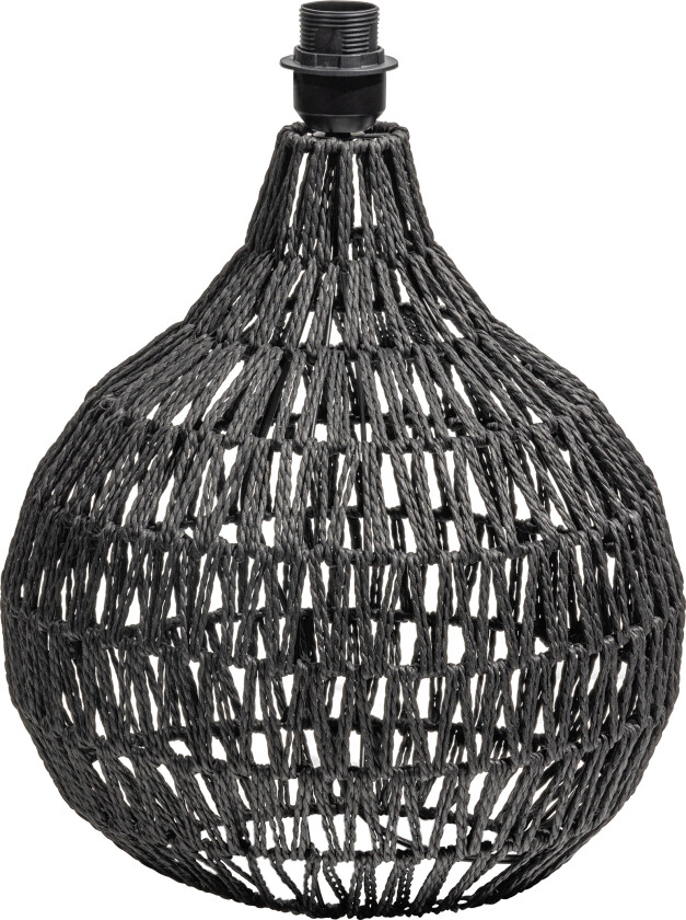 WOOOD EKSKLUSIV Macy lampefot, rund - sort rottingpapir og ståltråd