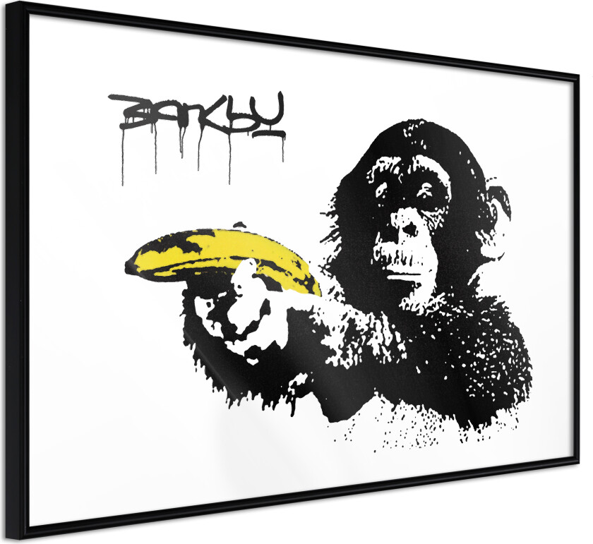 ARTGEIST Plakat med ramme - Banksy: Banana Gun II Svart med passepartout 60x40