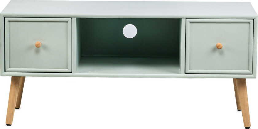 NORDLYS Akita TV-bord, m. 2 skuffer - grønt tre (100x42)