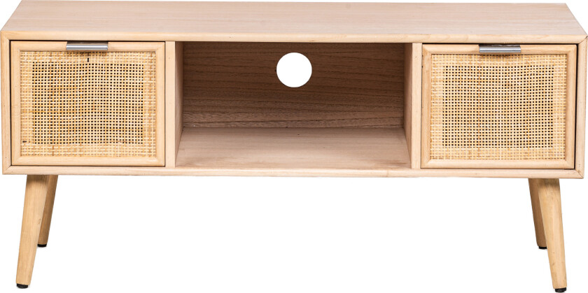 NORDLYS Akita TV-bord, m. 2 skuffer - brun rotting og tre (100x42)