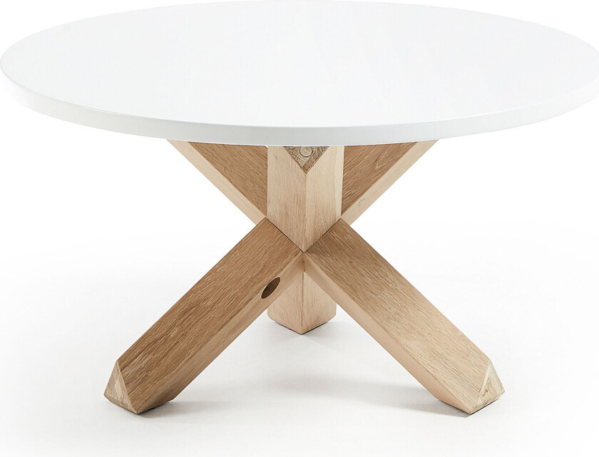 LAFORMA Lotus salongbord, rundt - hvit MDF og hvitkalket eik (Ø65)