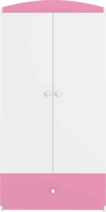 Babydreams garderobe, m. 2 dører, 1 skuff - hvit og rosa laminat