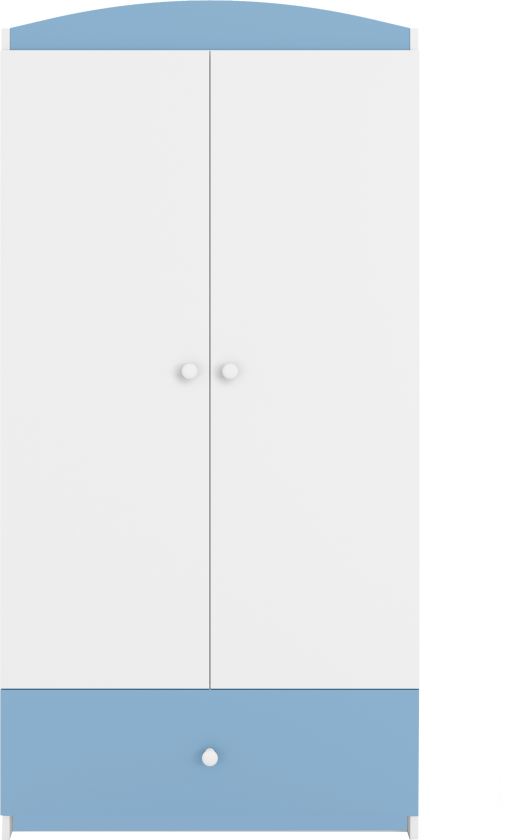 Babydreams garderobe, m. 2 dører, 1 skuff - hvit og blå laminat