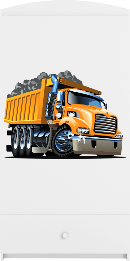 Babydreams garderobe for barn med lastebil, m. 2 dører, 1 skuff - hvit laminat