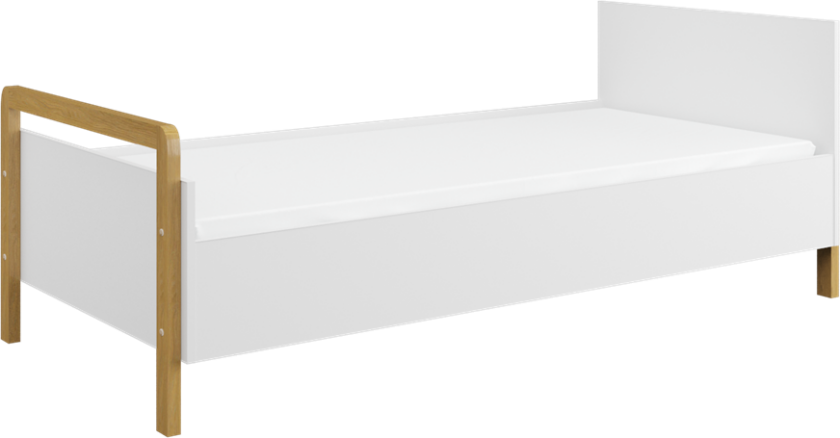 Victor juniorseng, inkl. lamellbunn, uten madrass - hvit laminat og naturlig eik (180x80)