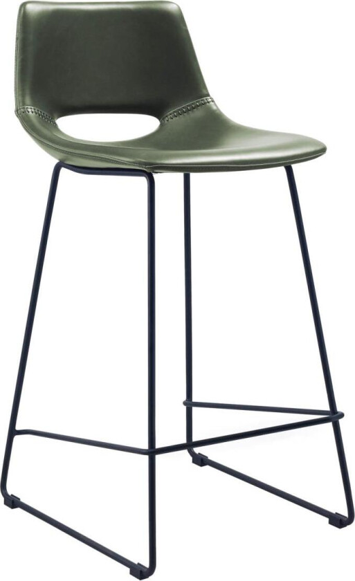 LAFORMA Zahara barkrakk, med ryggstøtte og fotstøtte - grønt syntetisk lær og svart stål