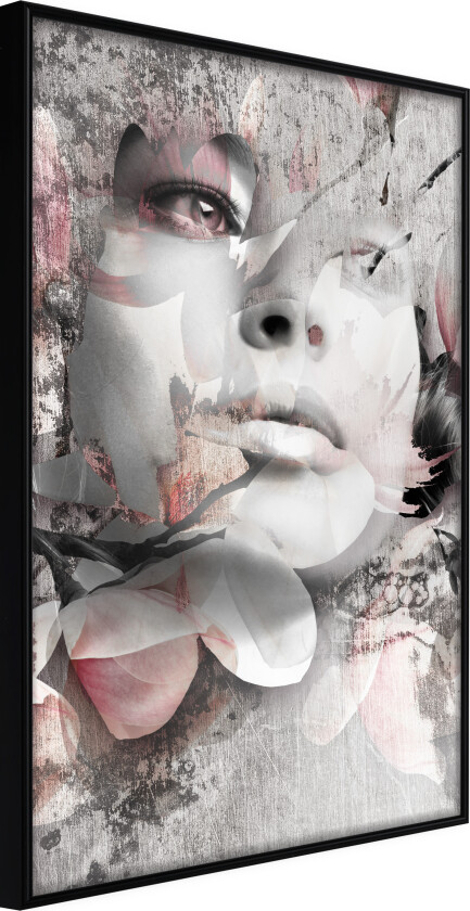 ARTGEIST Plakat med ramme - Lady in the Flowers Gull med passepartout