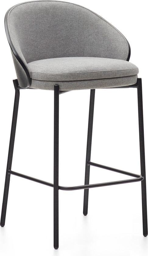 LAFORMA Eamy barkrakk, med rygg og fotstøtte - lys grå chenille, svart ask finer og svart metall