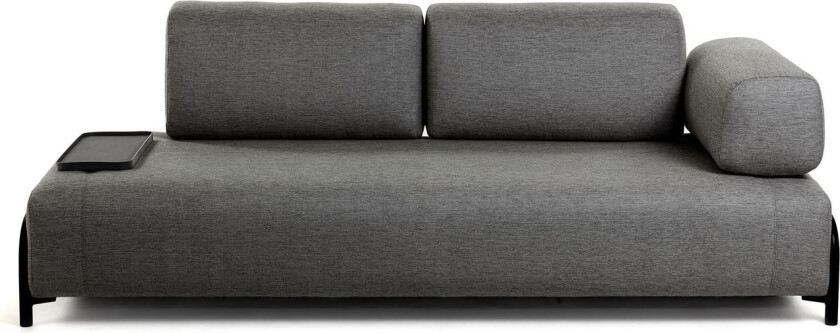 LAFORMA Compo 3-manns sofa med lite brett - mørkegrått stoff og metall