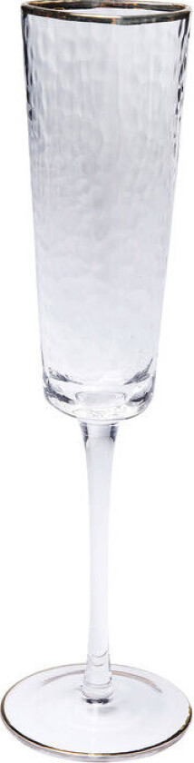 KARE DESIGN Hommage champagneglass, med struktur og gullkant, håndlaget - klart glass (H:26)