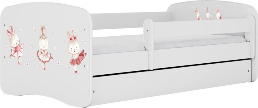 KOCOT KIDS Seng babydrømmer hvite kaniner med sommerfugler uten skuff med madrass 140/70