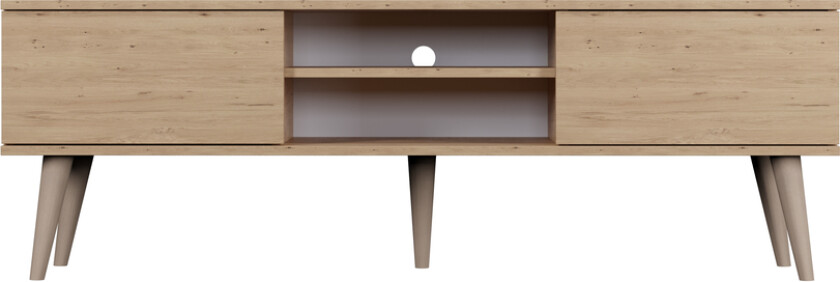 KOCOT RTV Toronto TV-bord, m. 2 dører og 1 hylle - naturlig bøketre (160x35)