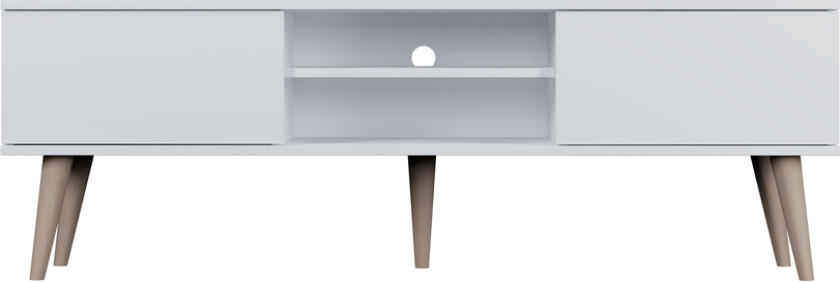 KOCOT RTV Toronto TV-bord, m. 2 dører og 1 hylle - hvit bøk (160x35)