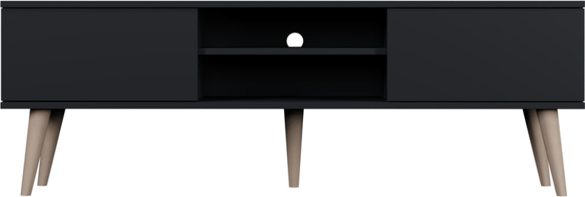 KOCOT RTV Toronto TV-bord, m. 2 dører og 1 hylle - svart bøk (160x35)