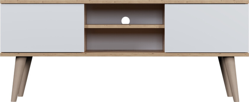 KOCOT RTV Toronto TV-bord, m. 2 dører og 1 hylle - naturlig og hvitt tre (120x35)