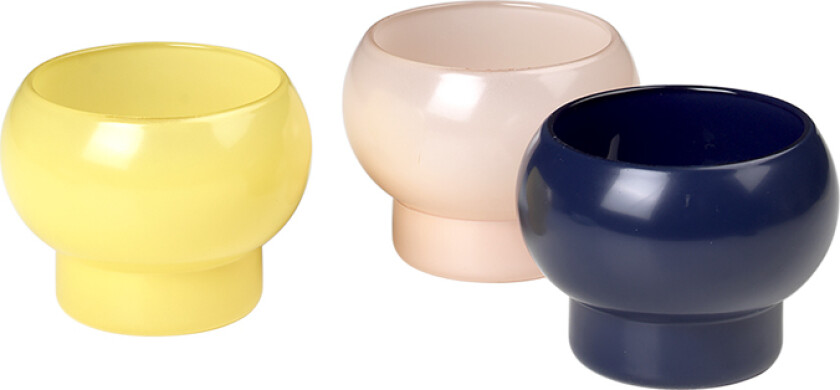 BROSTE COPENHAGEN Agat lysestake (sett med 3), farget glass (Ø: 9 cm)