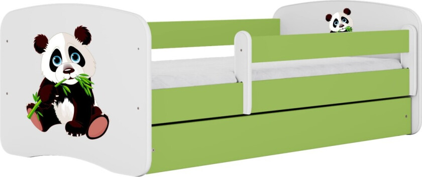 KOCOT KIDS Seng babydreams grønn panda 2 uten skuff med madrass 140/70