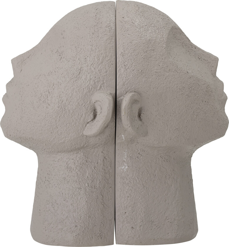 BLOOMINGVILLE Baldur bokstøtte, grå, polyresin, sett med 2, L21xH24xB15 cm