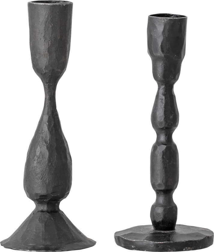 BLOOMINGVILLE Deja lysestake, svart, metall, sett med 2, D6,5xH15/D6xH16 cm