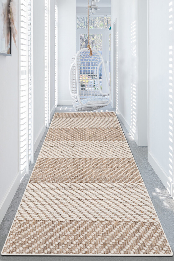 Bilde av TEPPI Tresse Hall-teppe med striper, rektangulært - flerfarget polyester (100x300)