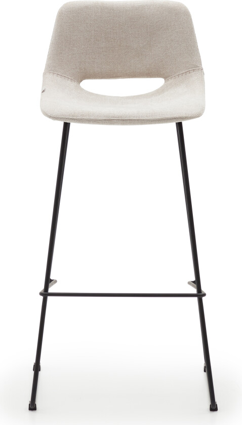LAFORMA Zahara barkrakk, med ryggstøtte og fotstøtte - beige stoff og sort stål