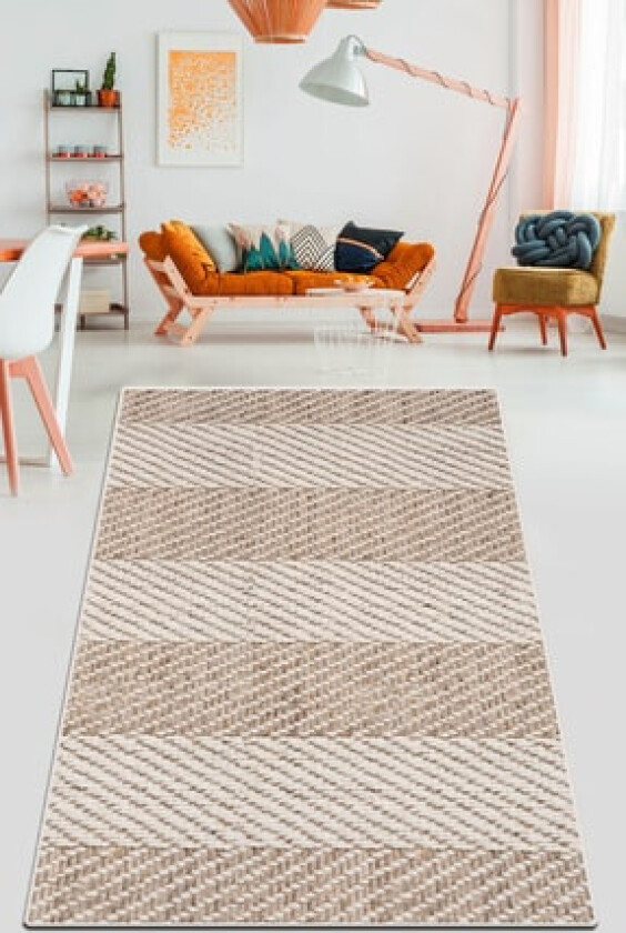 Bilde av TEPPI Tresse Hall-teppe med striper, rektangulært - flerfarget bomull og chenille (150x300)