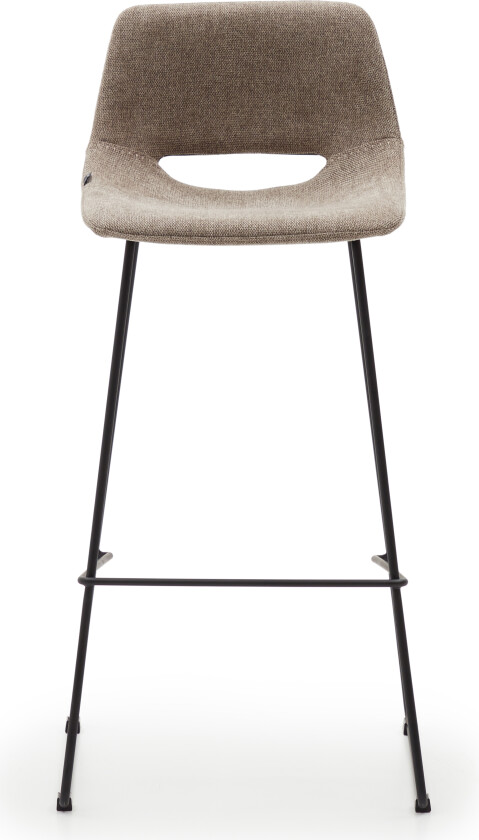 LAFORMA Zahara barstol, med ryggstøtte og fotstøtte - brunt stoff og sort stål