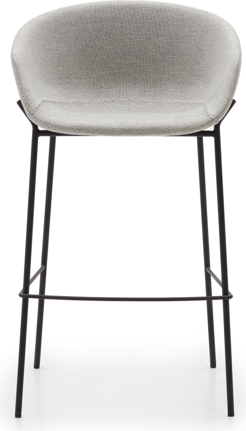 LAFORMA Yvette barkrakk, med ryggstøtte, armlener og fotstøtte - lysegråt stoff og sort stål