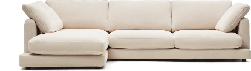 LAFORMA Gala 4-seters sofa, med venstre sjeselong - beige stoff (300 cm)