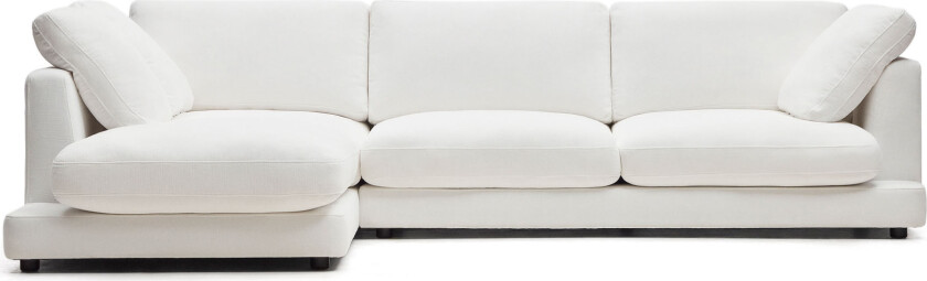 LAFORMA Gala 4-seters sofa, med venstre sjeselong - hvitt stoff (300 cm)
