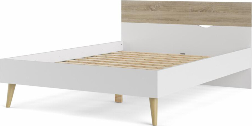 TVILUM Oslo sengeramme, med lamellbunn - hvit/naturfolie og tre (190x140 cm)