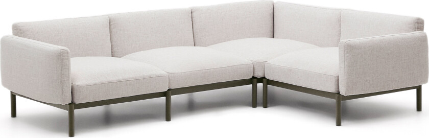 LAFORMA Sorells modul 5-personers utendørs hjørnesofa - beige og grønn aluminium (276x191,5 cm)