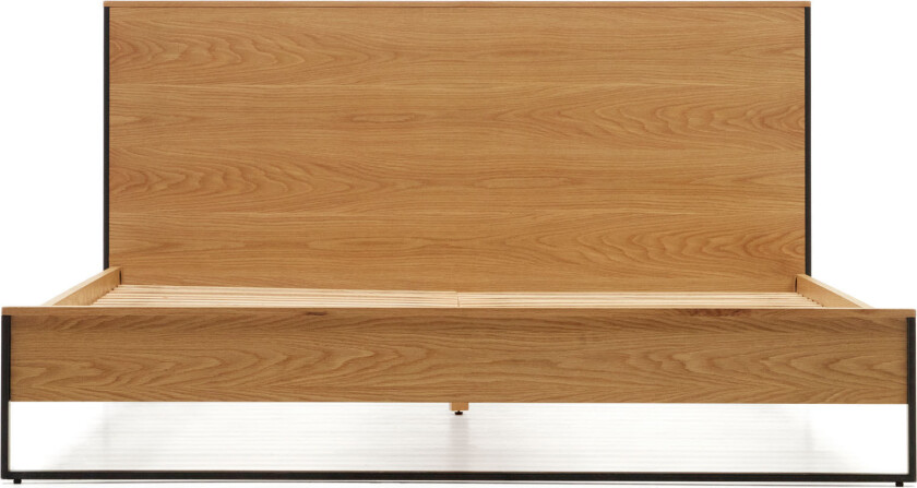LAFORMA Taiana sengeramme, med sengegavl og lameller - naturlig eikefiner og sort stål (160x200)