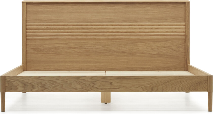 Bilde av LAFORMA Lenon sengeramme, med sengegavl og lameller - naturlig eik og eikefiner (180x200)