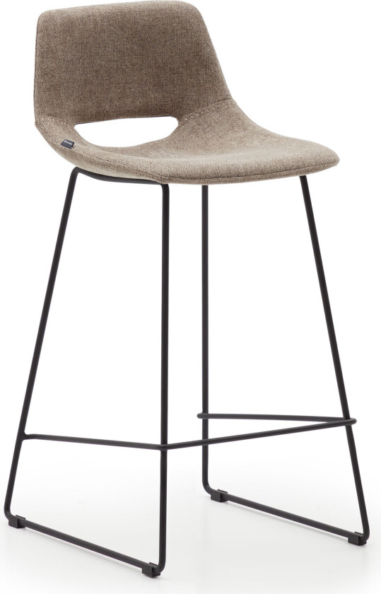 LAFORMA Zahara barkrakk, med ryggstøtte og fotstøtte - brunt stoff og svart stål (H:65cm)