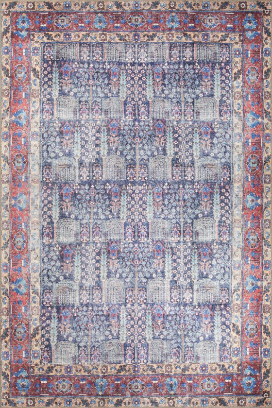 TEPPI Blues teppe, m. mønster, rektangulært - flerfarget polyester (210x310)