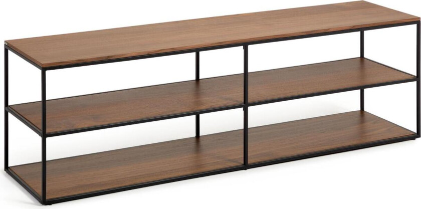 LAFORMA Yoana TV-bord, m. 2 hyller - brun valnøttfinish og svart jern (160x40)