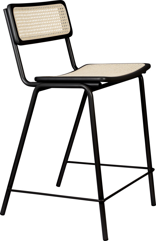 Bilde av ZUIVER Jort barkrakk, med ryggstøtte og fotstøtte - naturlig rotting og sort stål (66,5 cm)