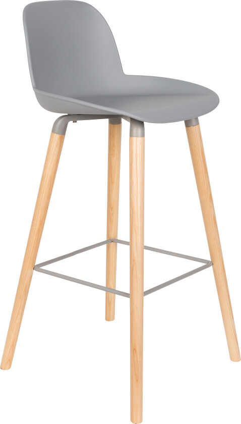 ZUIVER Albert Kuip barkrakk, m ryggstøtte og fotstøtte - lys grå polypropylen/natur ask (75cm)