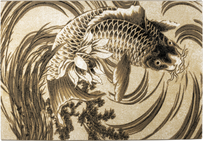 Bilde av BOLD MONKEY The Legend of Koi teppe, rektangulært - beige/svart/grå polypropylen/decolan 160x230