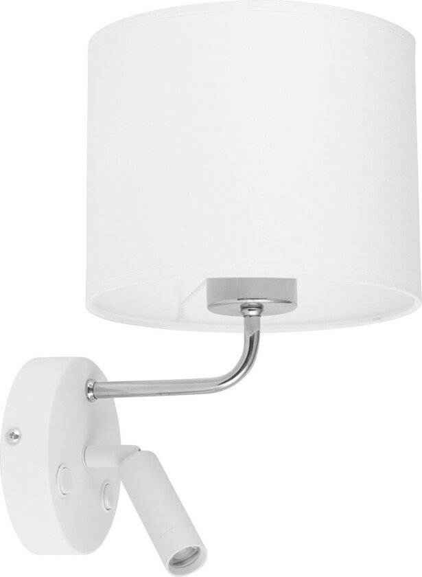 Richi vegglampe - hvitt stoff og sølvmetall