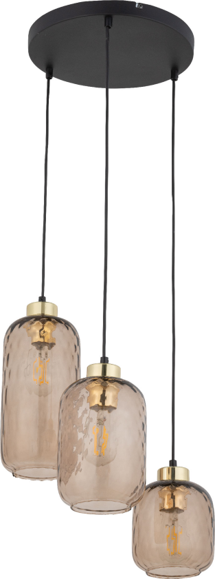 Pescara loftlampe, m. 3 skjermer - glass og sort metall