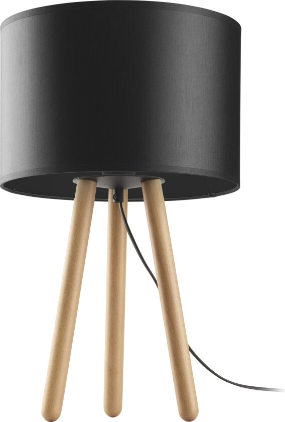 Tokyo bordlampe - svart stoff og antikk furu