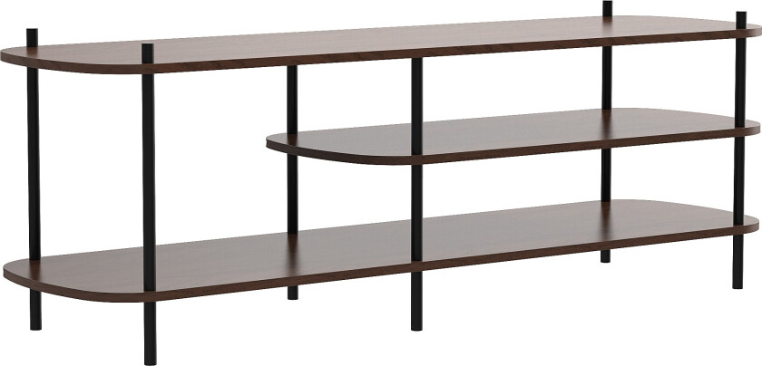 NORDLYS Coleman TV-bord, m. 2 hyller - brunt tre og svart metall (140x40)