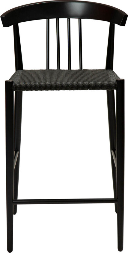 DAN-FORM Sava benkestol, med rygg og fotstøtte - svart papirsnor og sort stål