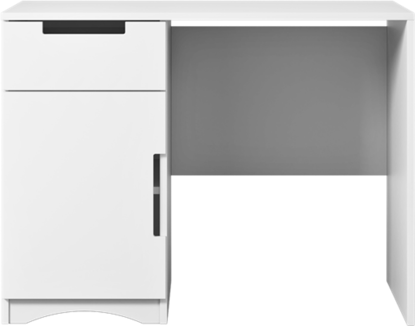 Klassisk skrivebord til barn, m. 1 dør, 1 skuff og 1 hylle - hvit laminat (100x60)