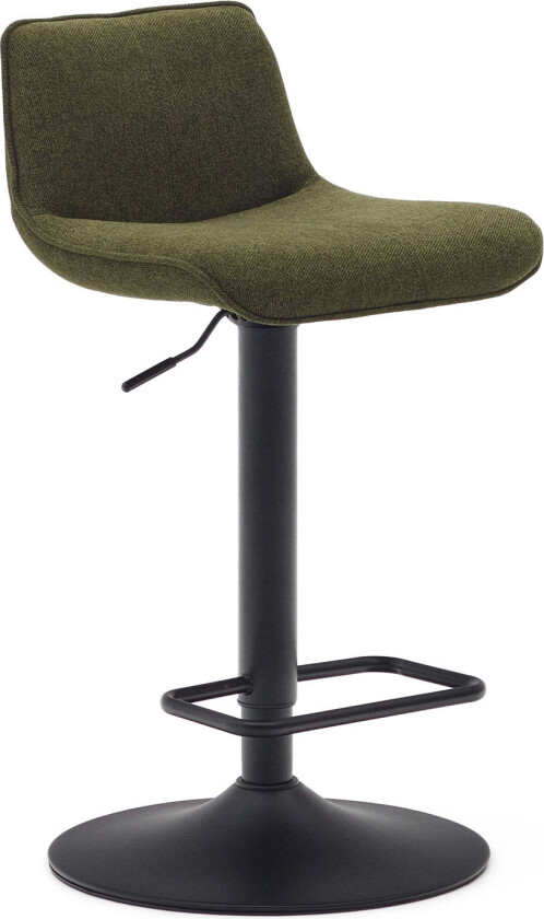 LAFORMA Zenda barkrakk, med ryggstøtte og fotstøtte - mørkegrønn chenille og matt sort stål (H:81-102)