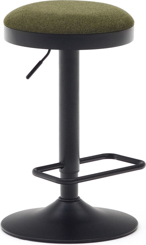 LAFORMA Zaib barkrakk, med fotstøtte, høydejusterbar - mørkegrønn chenille og matt sort stål (H:58-80cm)