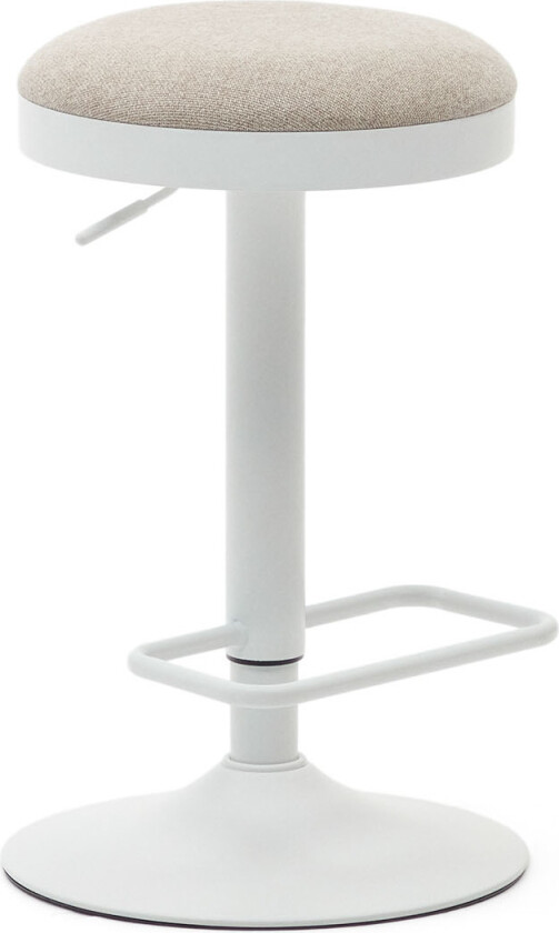 LAFORMA Zaib barkrakk, med fotstøtte, høydejusterbar - beige chenille og matt hvitt stål (H:58-80cm)