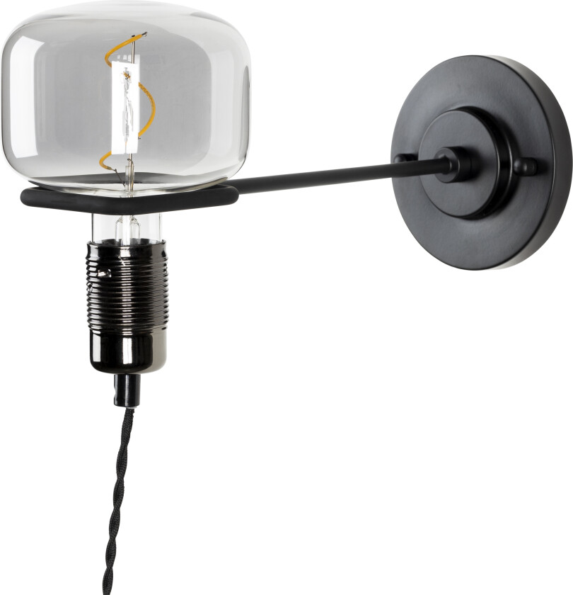 ZUIVER Misty vegglampe - glass og sort metall